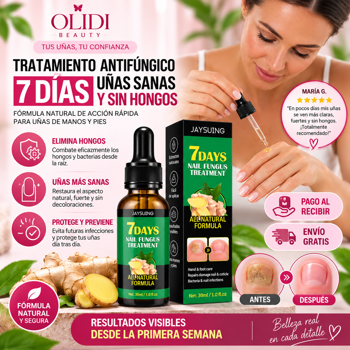 🍃🦶 Aceite Anti-Hongos para Uñas | Reparación Intensiva 30 ml • Resultados Visibles en 7 Días🔥