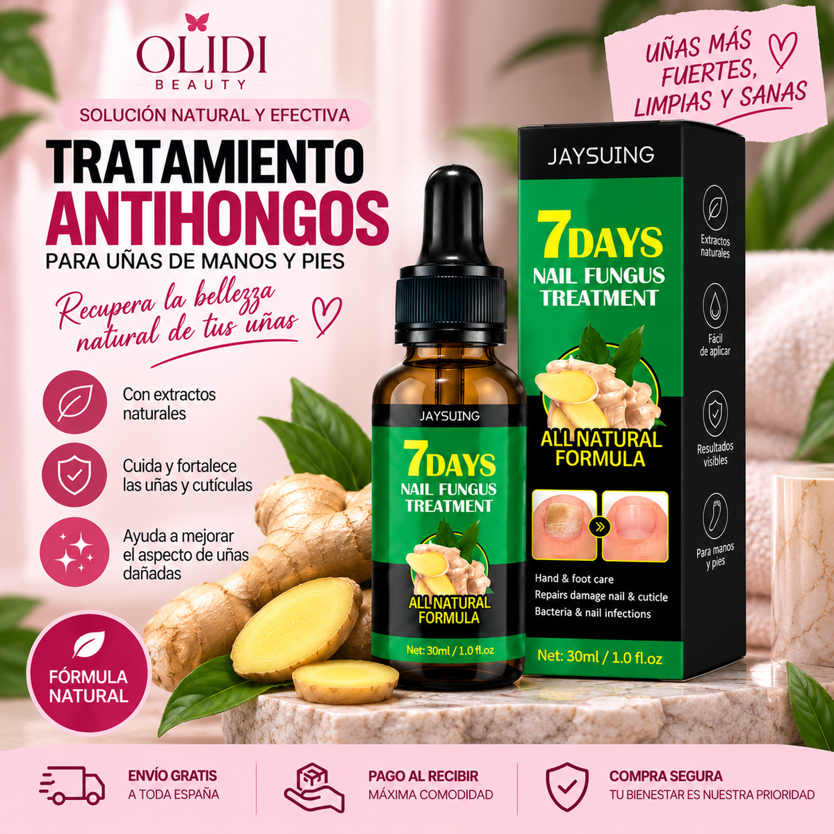 🍃🦶 Aceite Anti-Hongos para Uñas | Reparación Intensiva 30 ml • Resultados Visibles en 7 Días🔥