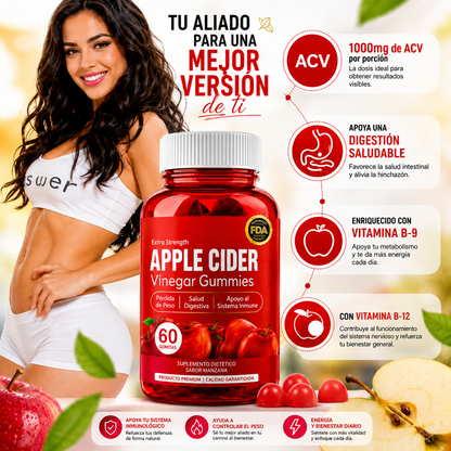 🍎 Gummies de Vinagre de Manzana 60 Unidades – Sabor Delicioso y Fácil de Incorporar a tu Rutina 🔥