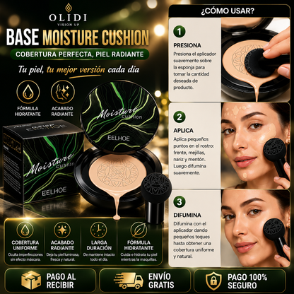 💄 Maquillaje Base Moisture Cushion Hidratante 15g | Cobertura Perfecta, Acabado Natural y Larga Duración 🔥