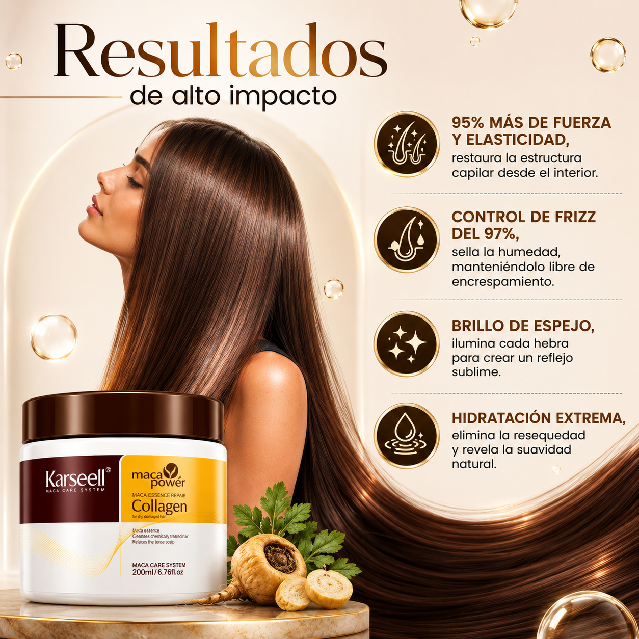 💆‍♀️ Mascarilla Capilar Reparadora con Colágeno 200ml | Cabello Suave, Brillante y Sin Frizz ✨🔥