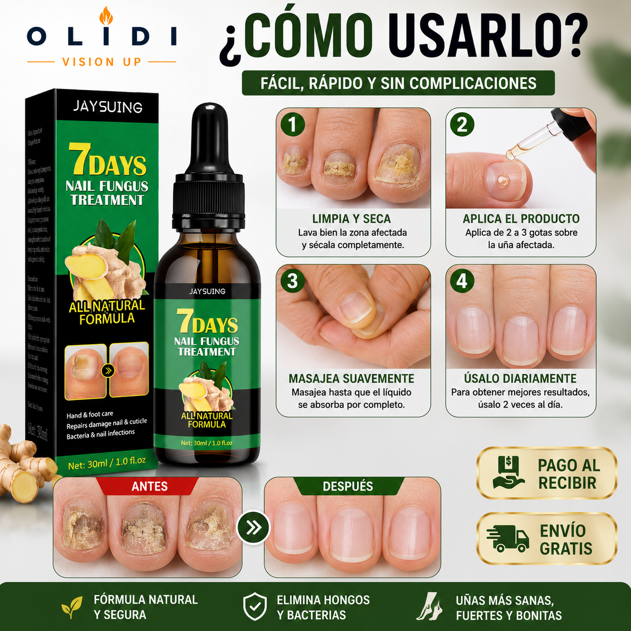 🍃🦶 Aceite Anti-Hongos para Uñas | Reparación Intensiva 30 ml • Resultados Visibles en 7 Días🔥