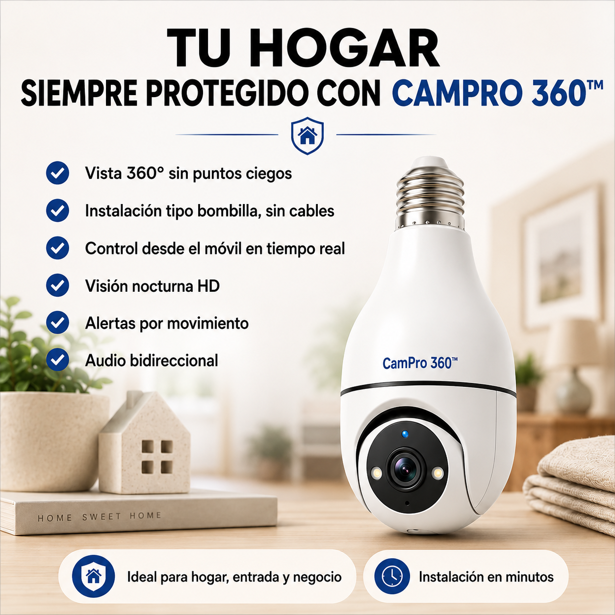 📹 CamPro 360™ – Cámara de Seguridad WiFi 360° Inteligente | 1 Unidad 🚀🔥