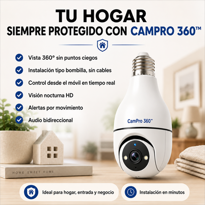📹 CamPro 360™ – Cámara de Seguridad WiFi 360° Inteligente | 1 Unidad 🚀🔥