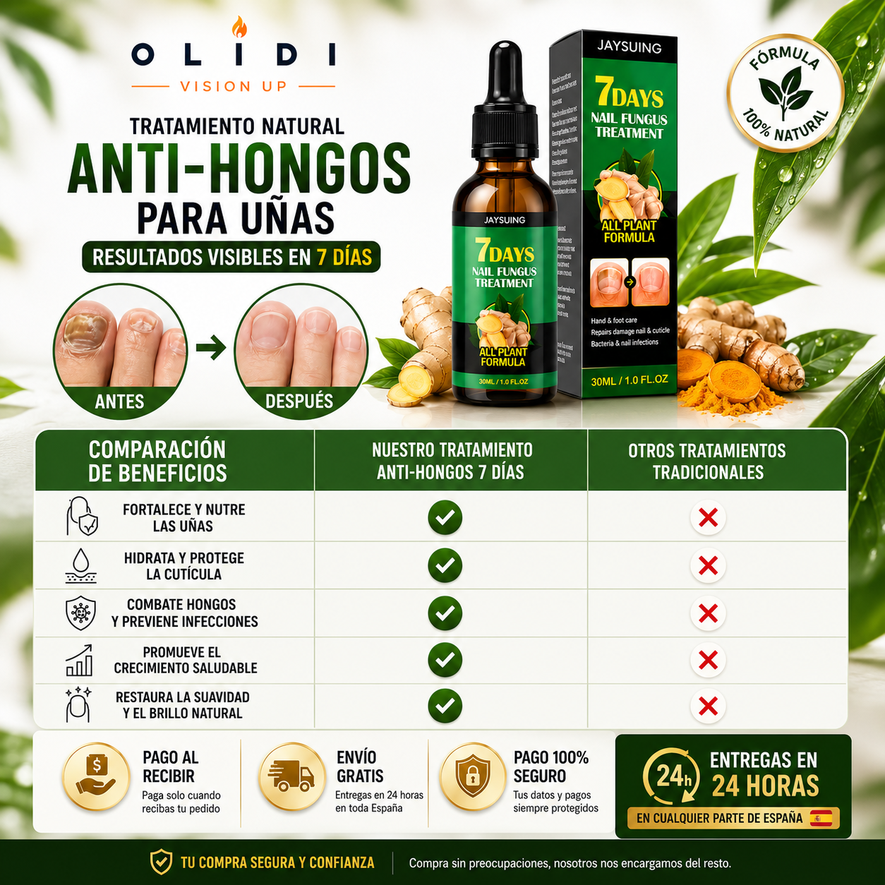 🍃🦶 Aceite Anti-Hongos para Uñas | Reparación Intensiva 30 ml • Resultados Visibles en 7 Días🔥