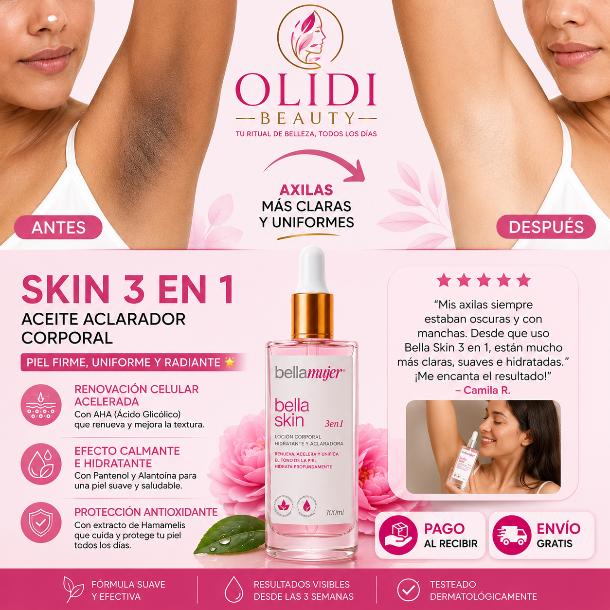 Bella skin 3 en1: El Secreto para Aclarar Axilas, Entrepierna y Zona Íntima🔥