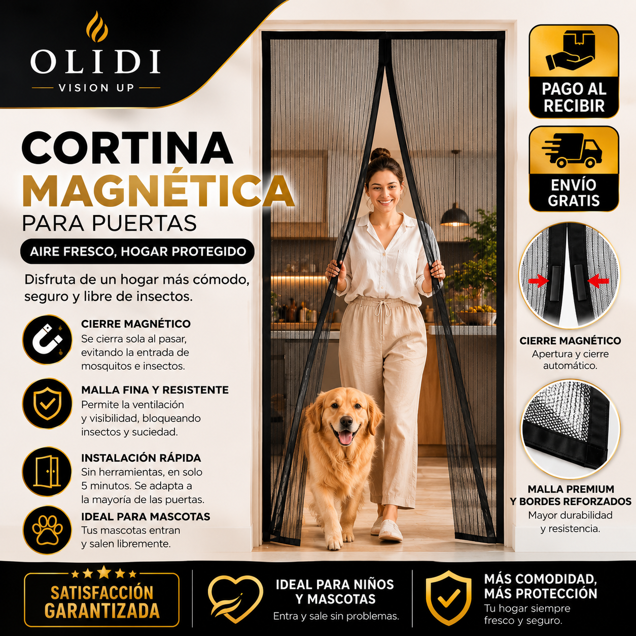 🦟 Cortina Magnética Antimosquitos para Puertas Cierre Automático y Protección contra Insectos | 1 Unidad 🔥