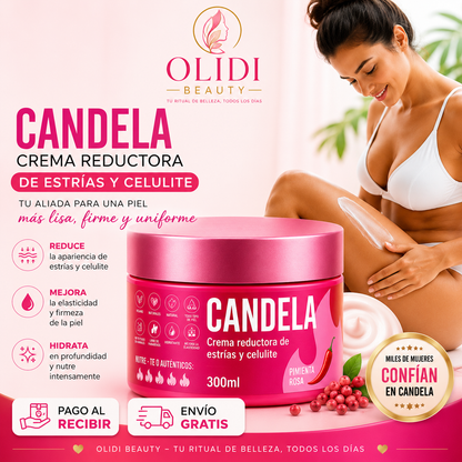 🌶️ CANDELA Crema Reductora Corporal 300 ml 🌸| Cuidado para Estrías, Celulitis y Firmeza 🔥