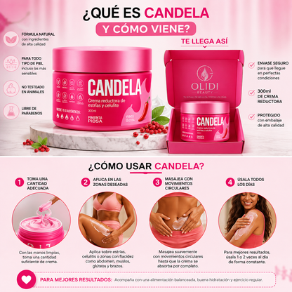 🌶️ CANDELA Crema Reductora Corporal 300 ml 🌸| Cuidado para Estrías, Celulitis y Firmeza 🔥