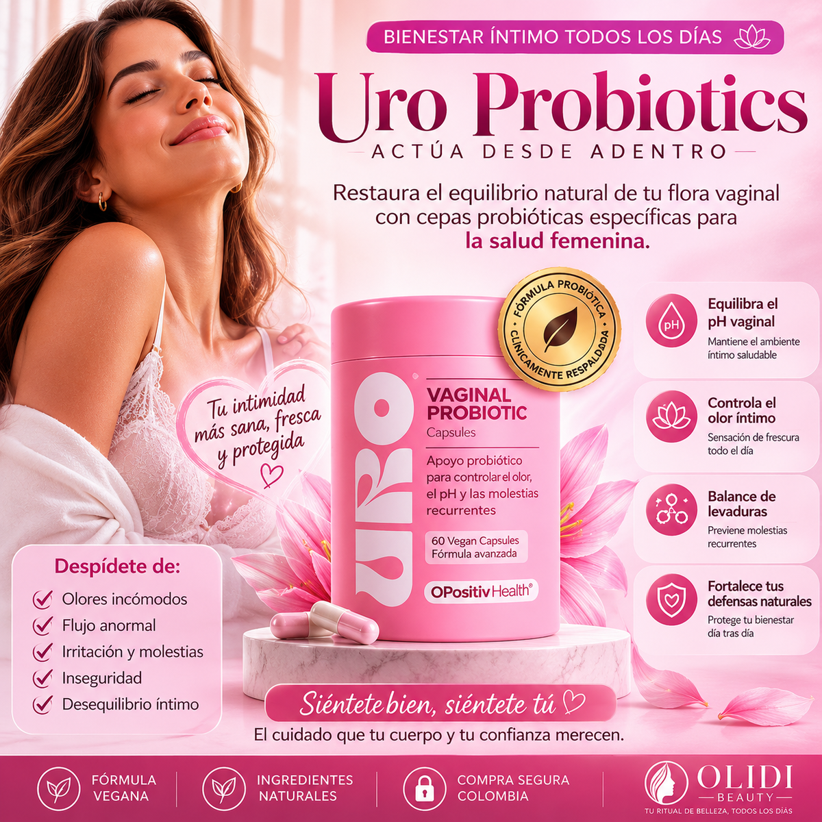 🌸 URO Probiótico Vaginal – 60 Cápsulas | Flora Íntima, pH y Bienestar Femenino 🔥
