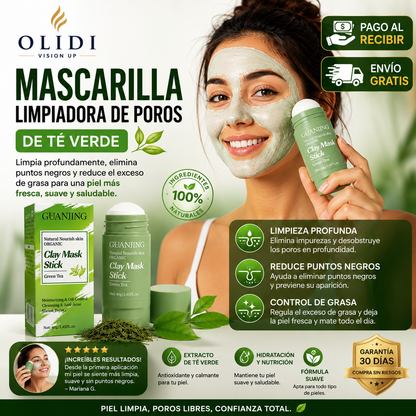 🌿🍃Mascarilla Facial de Té Verde en Stick 40 g | Limpieza Profunda 🔥
