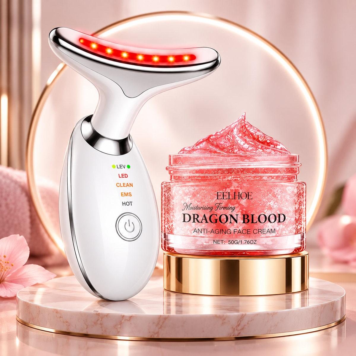 🎁 ¡OFERTA ESPECIAL!  Masajeador Facial LED 3 en 1 | Reafirma Rostro y Cuello + Define el Contorno Y RECIBE GRATIS LA CREMA ANTI-EDAD DRAGON BLOOD 🔥