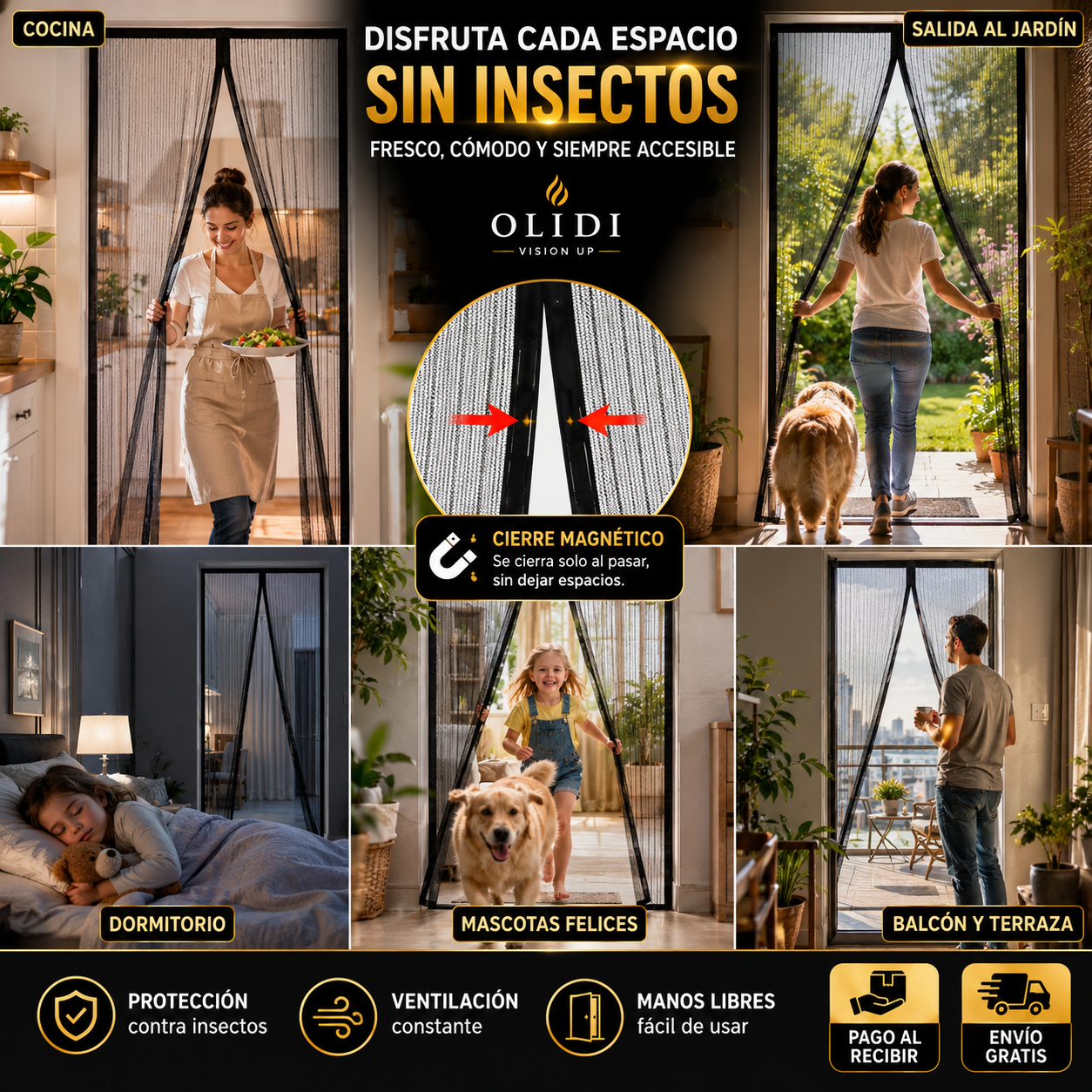 🦟 Cortina Magnética Antimosquitos para Puertas Cierre Automático y Protección contra Insectos | 1 Unidad 🔥