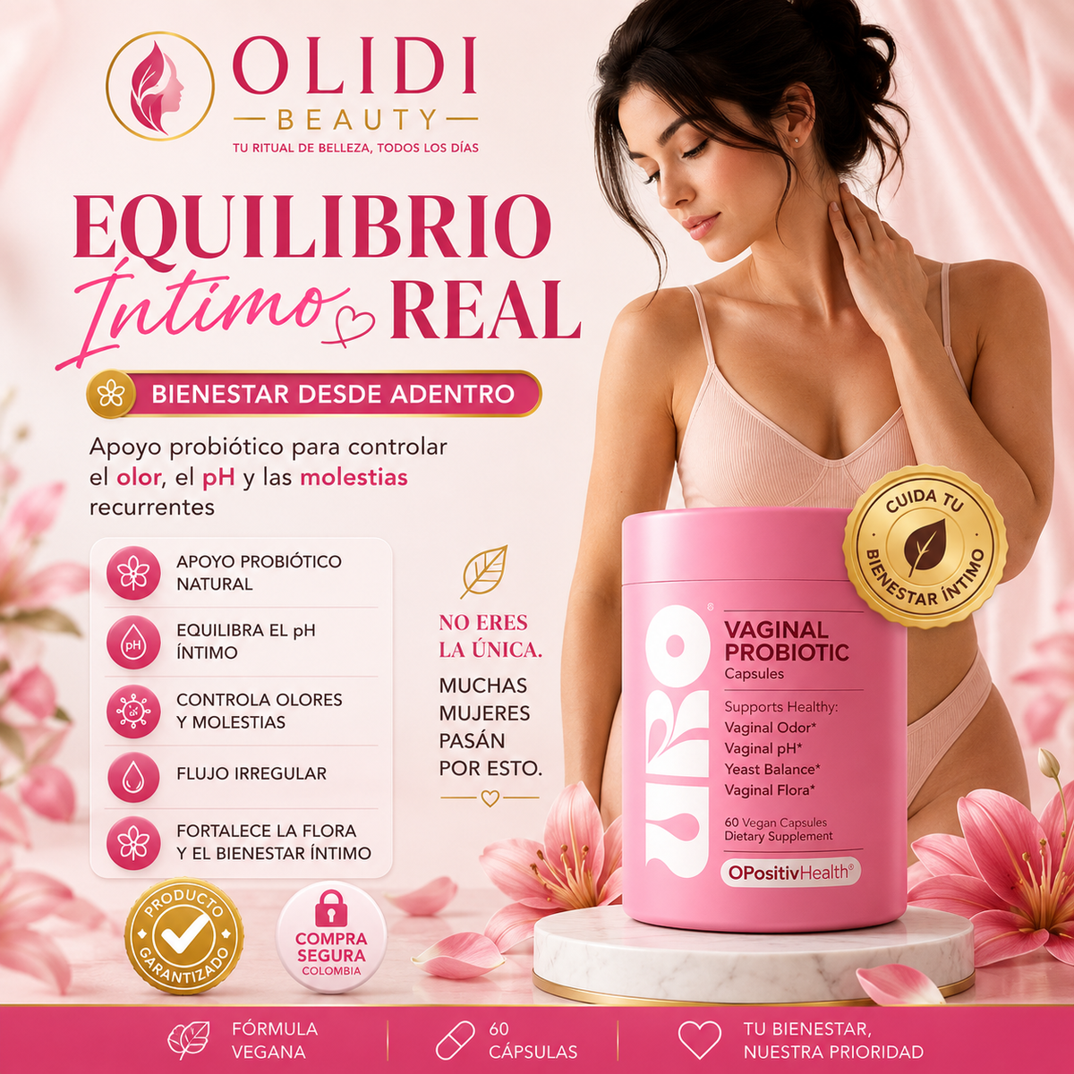🌸 URO Probiótico Vaginal – 60 Cápsulas | Flora Íntima, pH y Bienestar Femenino 🔥