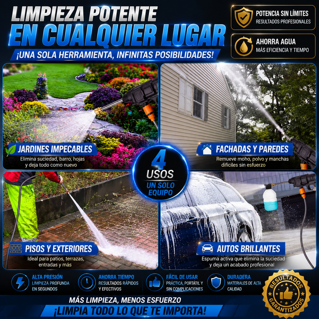 💥💦 Pistola Profesional de Alta Presión Portátil | Doble Batería • Potencia Máxima para una Limpieza Impecable🔥