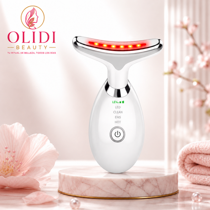 ✨ Masajeador Facial LED 3 en 1 | Reafirma Rostro y Cuello + Define el Contorno | 1 Unidad 🔥