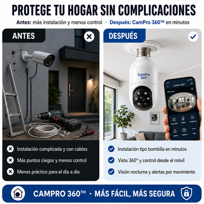 📹 CamPro 360™ – Cámara de Seguridad WiFi 360° Inteligente | 1 Unidad 🚀🔥