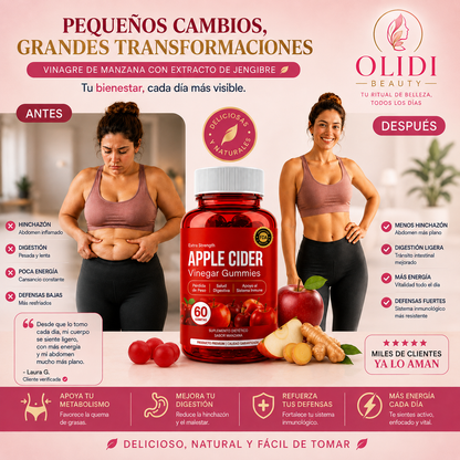🍎 Gummies de Vinagre de Manzana 60 Unidades – Sabor Delicioso y Fácil de Incorporar a tu Rutina 🔥